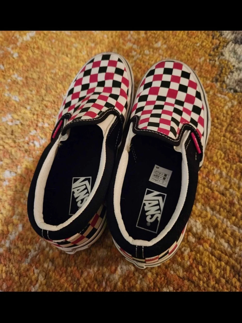 Vans Kids Checkerboard Slip-On Sneakers - Red, Black, White - Picture 6 of 9